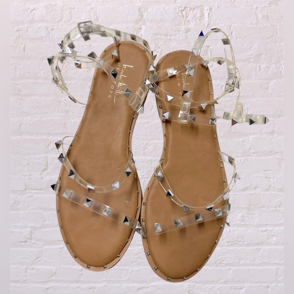 Nicole Miller Coralinne Clear Strappy Studded Sandal Size 9